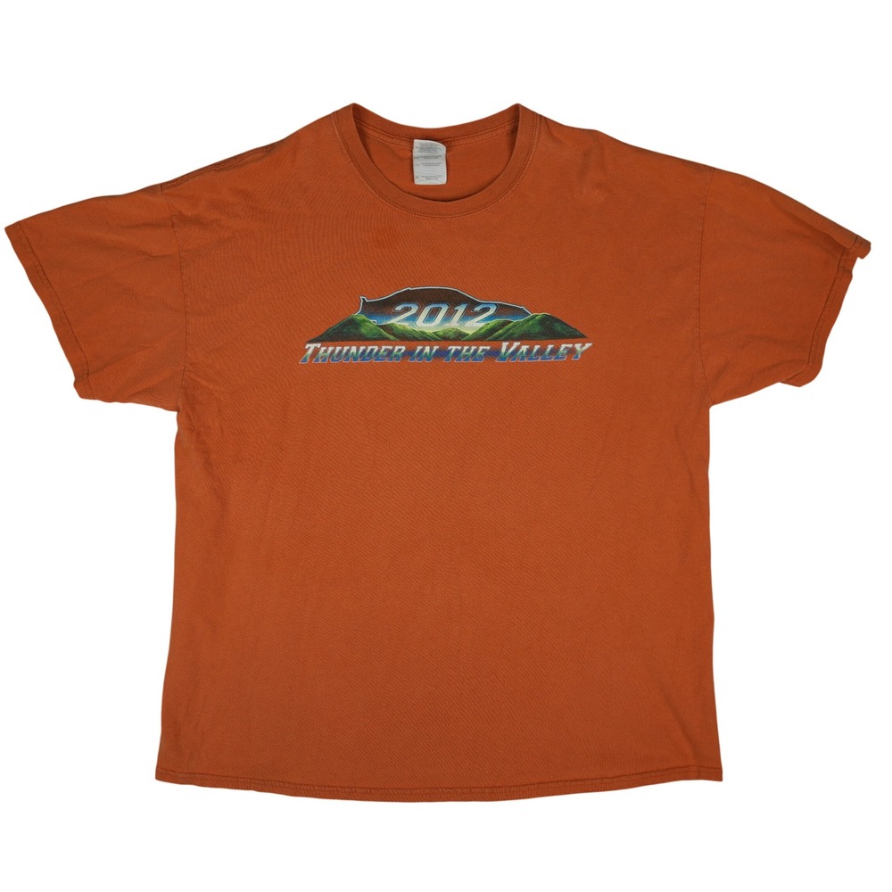 Gildan T-Shirt Mens XL Orange Bristol TN 2012 Thunder in the‎ Valley Racing Tee